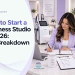 entrepreneur reviewing the cost to start a wellness studio budget.